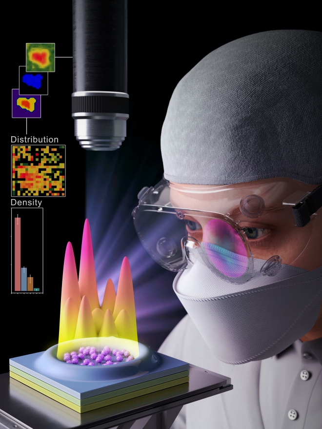 지스트가 개발한 코로나19 바이러스 입자의 컬러 감지가 가능한 Gires-Tournois 센서 플랫폼. 지스트 제공