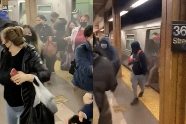 지하철 총격 사건으로 혼돈에 빠진 뉴욕 지하철역. 소셜미디어
