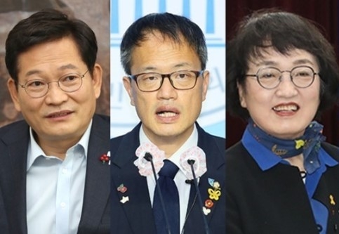 더불어민주당 6·1 지방선거 서울시장 후보 경선이 송영길(왼쪽) 전 대표와 박주민(가운데) 의원, 김진애(오른쪽) 전 의원의 3파전으로 압축됐다. 연합뉴스