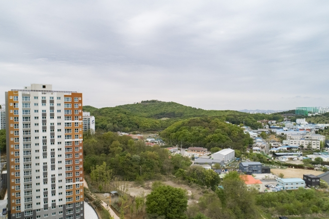 공사가 진행 중인 아파트 단지 뒤쪽으로 김포 장릉이 보인다. 류재민 기자 phoem@seoul.co.kr