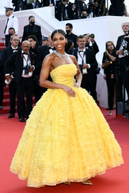 The 75th Cannes Film Festival - Opening ceremony and screening of the film “Coupez” (Final Cut) Out of competition - Red Carpet arrivals - Cannes, France, May 17, 2022. Lori Harvey poses. REUTERS 연합뉴스