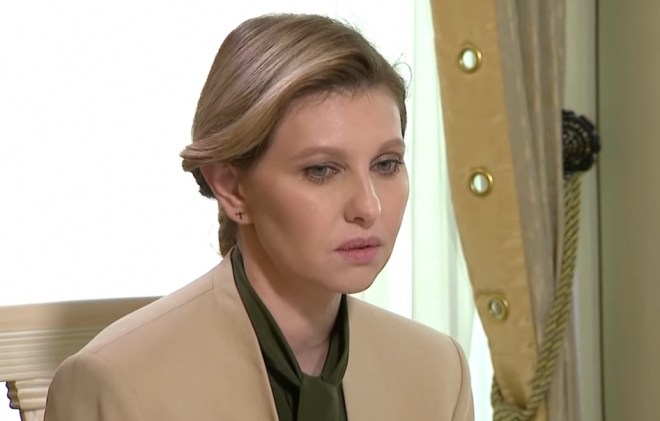 우크라이나 대통령의 부인 올레나 젤렌스카 여사. ICTV 방송 화면 캡처