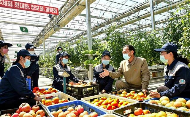 북한 노동당 기관지 노동신문은 28일 의약품 공급에 투입된 인민군에게 완장과 약봉투를 공급한 초급여맹원들과 공장에서 종업원들의 생활에 관심을 갖는 모습들을 소개했다. 2022.5.28 노동신문 뉴스1
