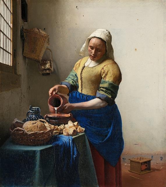 요하네스 페르메이르, ‘우유를 따르는 하녀’, 1660년경 (45.5×41㎝, 네덜란드 국립미술관, 네덜란드 암스테르담)