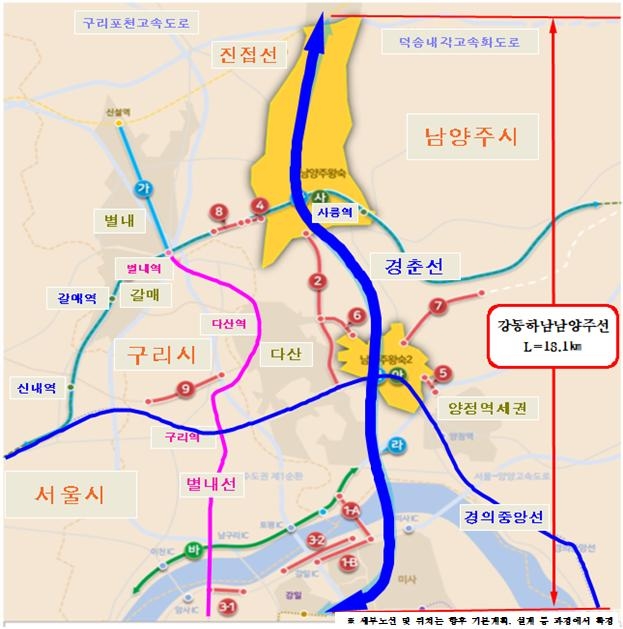 갇동하남 남양주 노선도