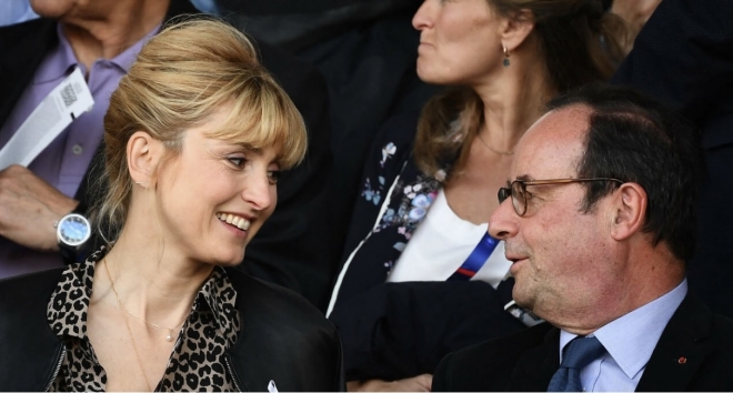 프랑수아 올랑드 전 프랑스 대통령(68)이 2014년 당시 스캔들 상대였던 프랑스 여배우 쥘리(50) 가예와 마침내 결혼했다. 환하게 웃고 있는 두 사람의 모습. 프랑스 국제전문매체 프랑스24 캡처