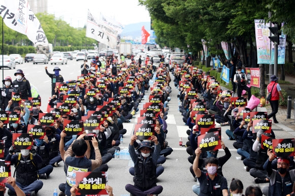 광주 화물연대 총파업 승리 결의대회. 연합뉴스