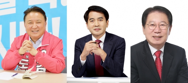 최근 관사 반납을 선언한 지방선거 당선인들(왼쪽부터 김영환 충북지사 당선인, 최재형 보은군수 당선인, 송인헌 괴산군수 당선인)