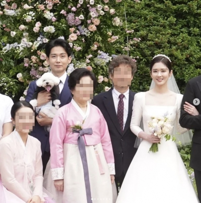 장나라 결혼식 가족사진