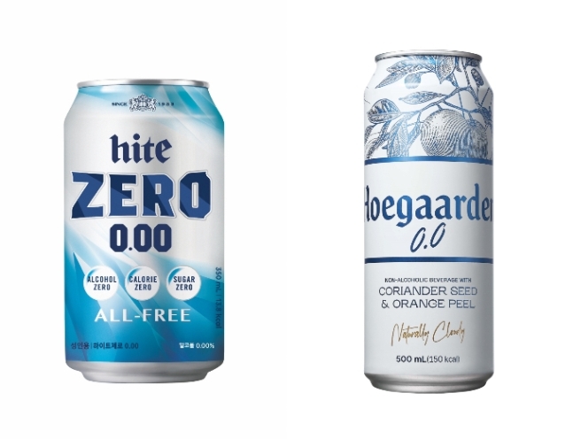 무알코올 맥주 시장이 커지면서 분류에 대한 관심이 모인다. 사진은 무알코올 맥주인 하이트제로 0.00(왼쪽)과 비알코올 맥주 호가든 제로. 하이트진로음료, 오비맥주