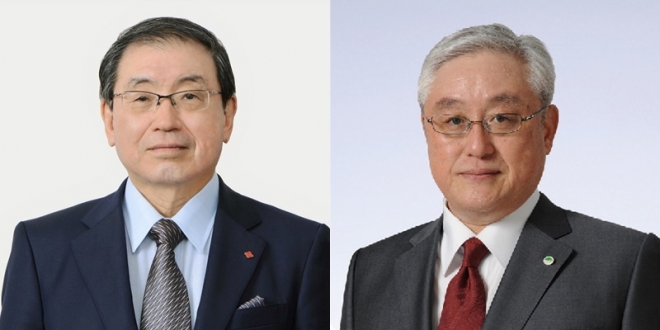 도쿠라 마사카즈(왼쪽) 일본 게이단렌 회장과 히가시하라 도시아키 부회장. 삼성전자 제공