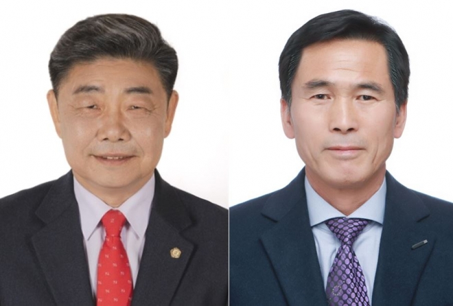 춘천시의회 김진호(왼쪽) 의장‧권주상 부의장. 춘천시의회 제공