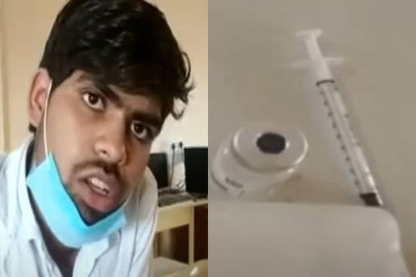 주사기 재사용으로 입건된 인도 간호사, 문제의 주사기. 유튜브