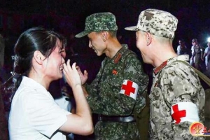 ‘비상방역전’ 임무 바치고 귀대하는 북한 인민군