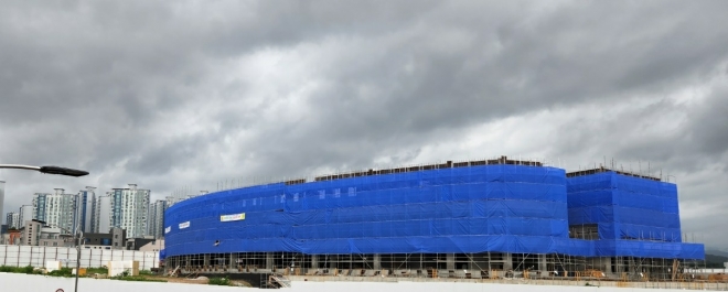 지난해 10월 착공, 공사가 한창인 전남 동부권 통합청사 현장 