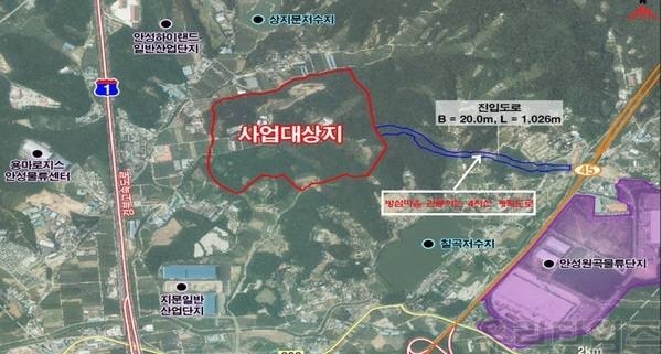 지문물류단지 사업 대상지와 진입도로 조감도. 주민제공