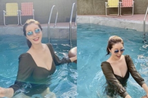 ‘아들맘’ 나비, 가슴 깊게 팬 수영복 자태…15㎏ 뺐는데 볼륨감 그대로