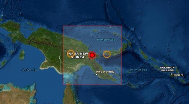 11일 파푸아뉴기니 지진 발생 지역. 유럽지중해지진센터(EMSC) 캡처