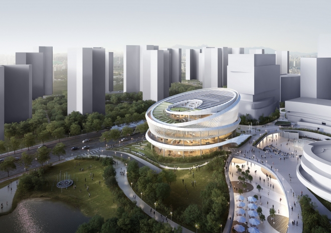 경기 수원시 영통구 이의동 광교신도시 경기융합타운에 들어서는 도립 경기도서관이 4년여간 준비 과정을 마치고 이달 30일 착공한다. 사진은 조감도. 경기도 제공