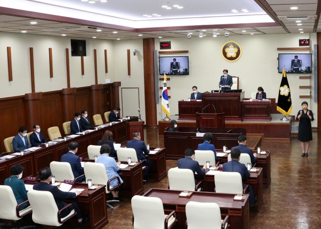 광명시의회 제272회 제1차 정례회 제1차 본회의 모습.