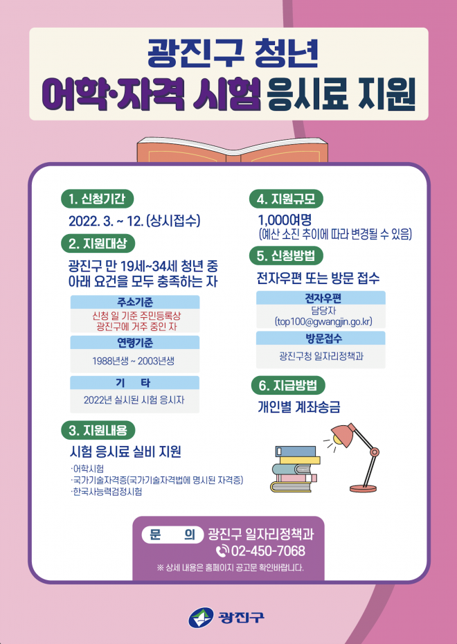 서울 광진구가 청년을 대상으로 각종 자격시험 응시료를 지원한다. 광진구 제공