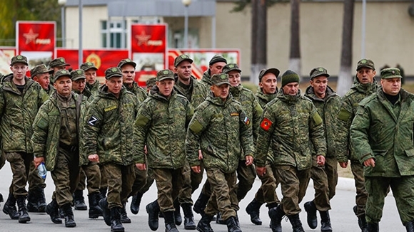 부분 동원령 이후 징집된 러시아 군인들.  타스통신 연합뉴스 자료사진