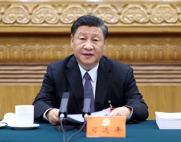 시진핑 중국 국가주석이 베이징 인민대회당에서 열린 공산당 제20차 전국대표대회(당대회)에 참석하고 있다. 2022.10.21 신화 연합뉴스