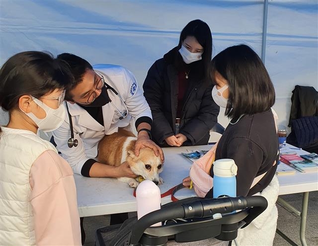 서울 노원구가 지난해 개최한 ‘반려동물 문화축제’에서 한 주민이 무료로 반려견의 건강 상담을 받고 있다. 노원구 제공