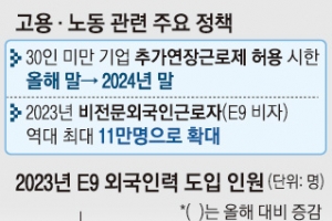 8시간 추가 연장근로 영세 기업에 2년 연장… 外人노동자 11만 도입