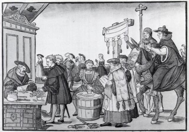 면벌부를 사는 사람들. 루터의 종교개혁은 면벌부 판매에 대한 비판에서 시작됐다. 위키피디아 제공