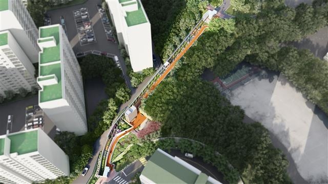 중구 동화동 대현산배수지공원에 설치 예정인 모노레일. 중구 제공