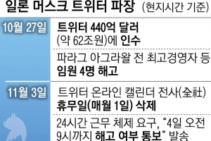 트위터 매수 8일 만에 직원 절반 해고 ‘날벼락’… 유엔도 머스크 향해 “인권이 경영 중심” 촉구