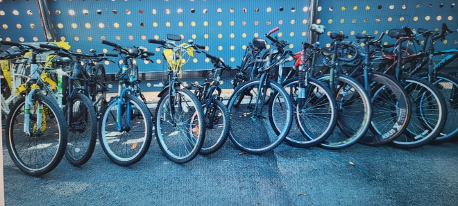 충남 아산경찰서가 압수후 보관중인 자전거. 사진=아산경찰서 제공