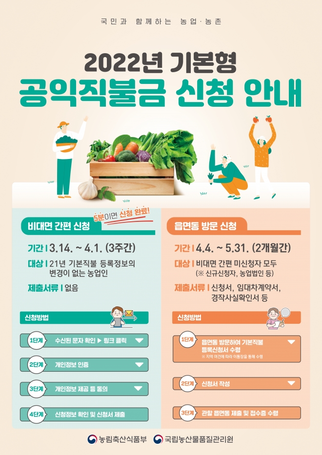 공익직불금 신청접수 포스터