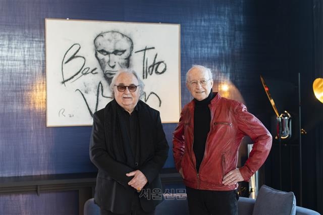 뮤지컬 ‘베토벤’을 제작한 미하엘 쿤체(오른쪽)와 실베스터 르베이. 류재민 기자