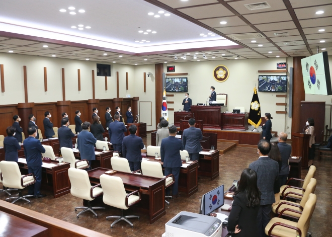 21일 열린 제274회 광명시의회 제2차 정례회 제1차 본회의 모습. 광명시의회 제공