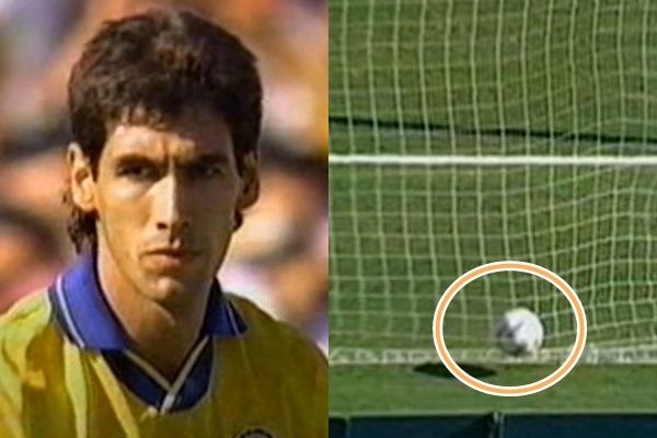 1994 월드컵 자책골로 살해당한 에스코바르. 당시 중계화면 캡처. 유튜브 Matapoliisit19