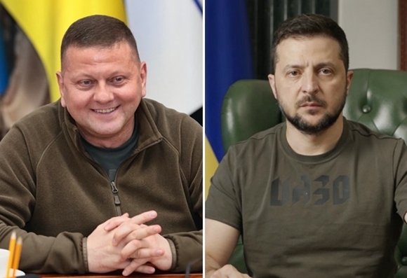 발레리 잘루즈니 우크라이나군 총사령관(왼쪽), 볼로디미르 젤렌스키 우크라이나 대통령.  잘루즈니 페이스북/우크라 대통령실