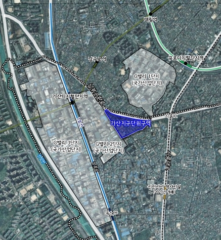가산 지구단위계획구역 위치도. 금천구 제공