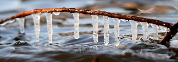 강추위가 불어닥친 30일 서울 광진구의 한강변에 고드름이 얼어 있다. 2022.11.30 홍윤기 기자