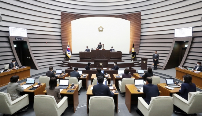 광주시의회 본회의장 모습. 광주시의회 제공