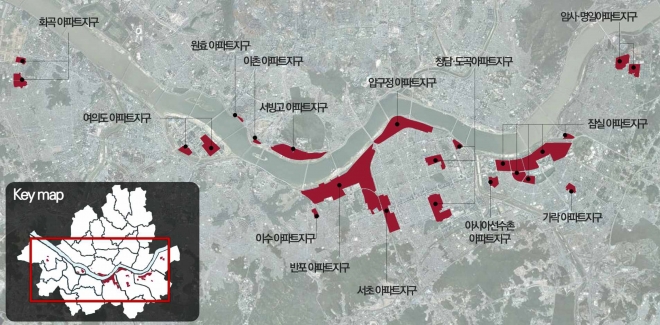 서울 시내 아파트지구 현황. 서울시 제공