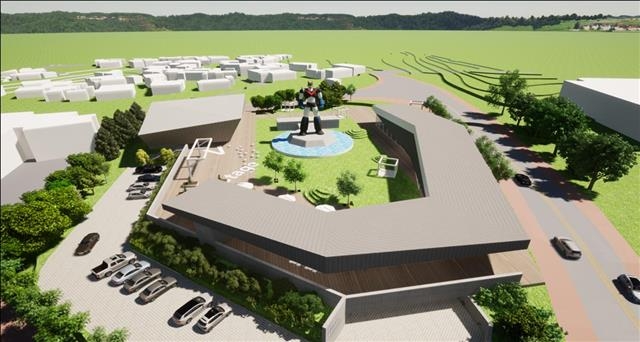 전북 무주군 무주읍에 조성 중인 태권브이랜드에 12m 높이의 움직이는 태권V 조형물이 설치될 예정이다. 무주군 제공