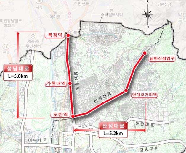 성남~복정 광역 BRT 노선도. (자료=국토교통부 제공)
