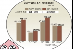 ‘반토막’ 카카오그룹주 기지개… 올 시총 7조 증가