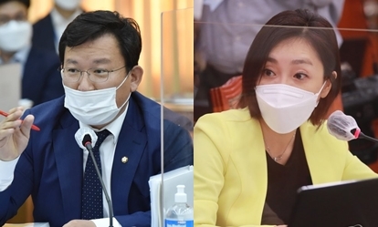지난해 10월 열린 국감에서 질의하는 김형동 국민의힘 의원과 유정주 더불어민주당 의원의 모습. 연합뉴스