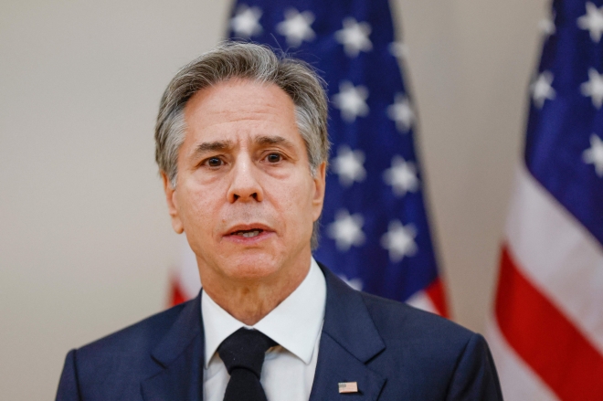 On the 20th (local time), US Secretary of State Tony Blincoln speaks at the Ukraine Cultural Center in Chicago, Illinois.  2023.1.26 AFP Yonhap News