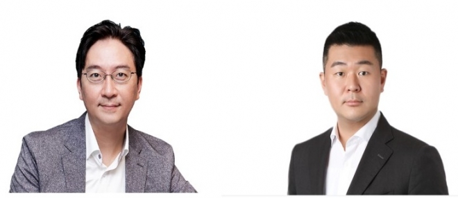 닷 사외이사로 선임된 김윤(왼쪽) 새한창투 파트너와 김유식 인터베스트 상무 . 닷 제공