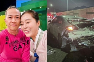 팝핀현준 아내 박애리, 3중 추돌 교통사고