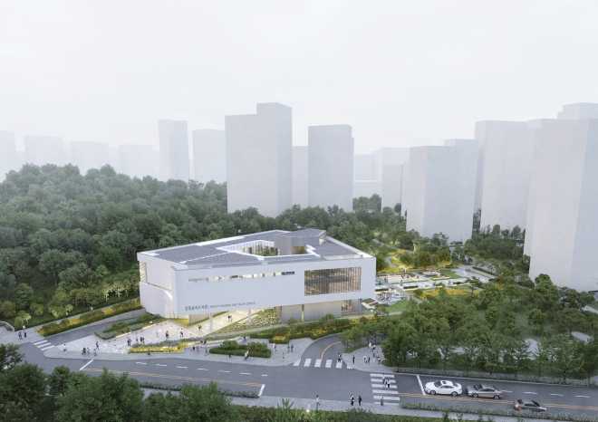 강동구가 명일근린공원 내에 조성하는 강동숲속도서관 조감도. 강동구 제공